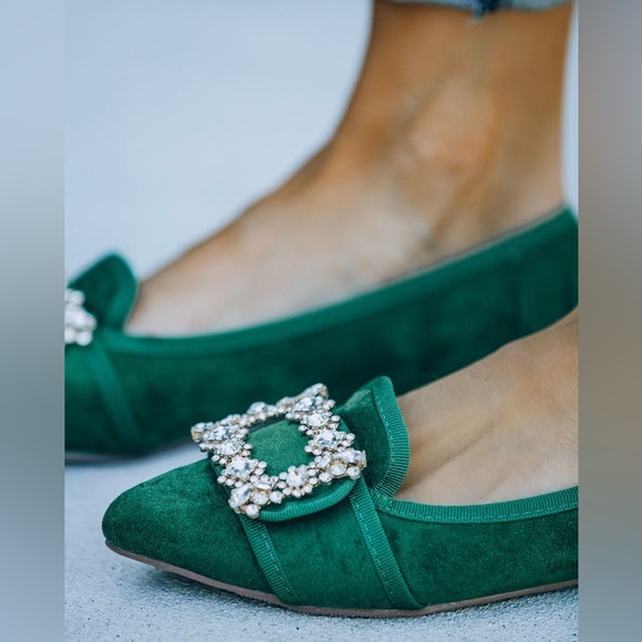 BEAUTIFUL SUEDE FLATS WITH BLING    NEW IN BOX - Picture 2 of 11